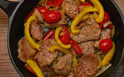 Warthog Fillet with Red Peppers and Onions